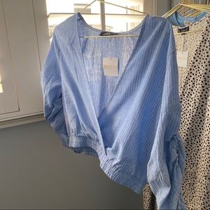 Blue pinstripe crop top